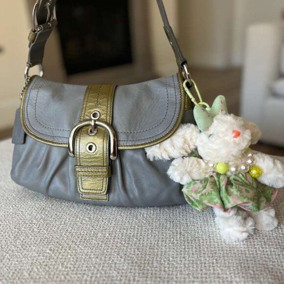 Coach Soho Medium Shoulder Bag (f15204) Y2K Vintage Pleated grey leather bag - Picture 1 of 10